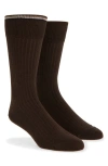 Hugo Boss Boss Assorted 2-pack Solid Ribbed Cotton Blend Dress Socks In Brown