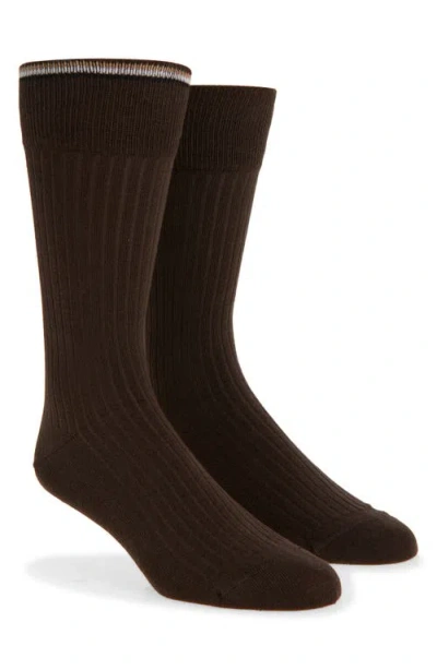 Hugo Boss Boss Assorted 2-pack Solid Ribbed Cotton Blend Dress Socks In Brown