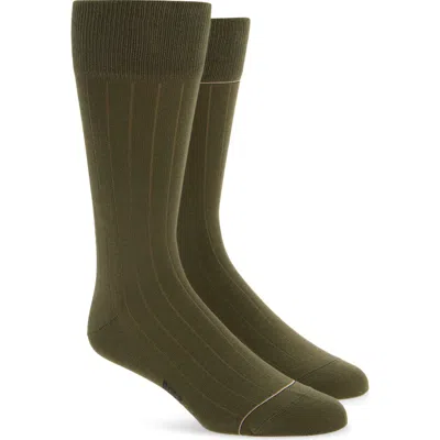 Hugo Boss Boss Assorted 2-pack Cotton Blend Rib Dress Socks In Medium Green