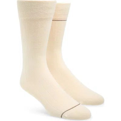 Hugo Boss Boss Assorted 2-pack Solid Ribbed Dress Socks In White