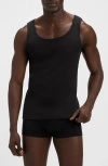 Hugo Boss Three-pack Of Cotton Tank Tops With Embroidered Logos In Black