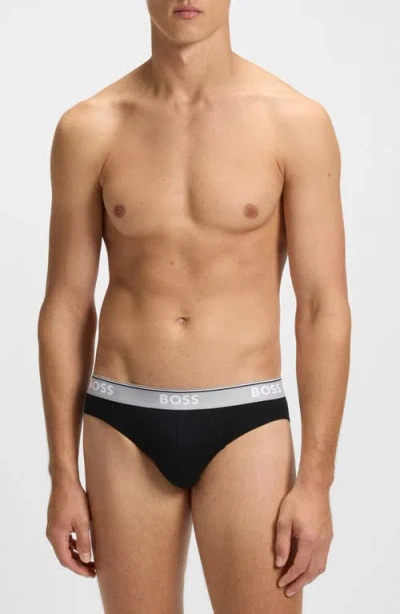 Hugo Boss Boss Assorted 3-pack Power Stretch Cotton Briefs In Black