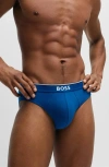 Hugo Boss Boss Assorted 3-pack Power Stretch Cotton Briefs In Blue