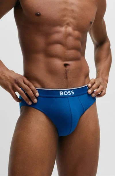 Hugo Boss Boss Assorted 3-pack Power Stretch Cotton Briefs In Blue