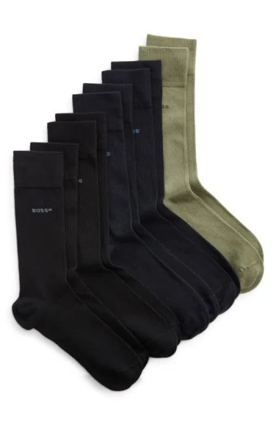 Hugo Boss Boss Assorted 5-pack Solid Cotton Blend Dress Socks In Black