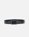 Hugo Boss Boss Austin Blue Leather Belt In Black