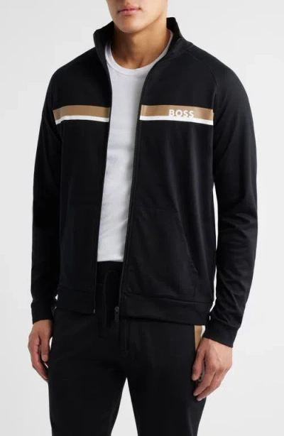 HUGO BOSS BOSS AUTHENTIC CHEST STRIPE COTTON ZIP JACKET