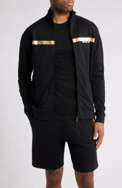 HUGO BOSS BOSS AUTHENTIC CHEST STRIPE COTTON ZIP JACKET