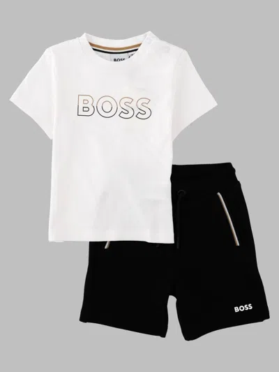 Hugo Boss Boss Baby Boys 100% Cotton Set With Stretch Trimming In Black