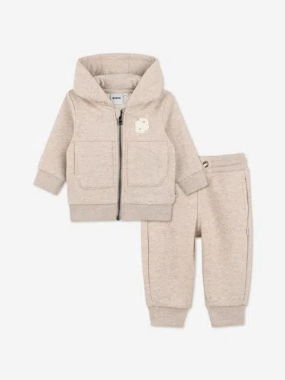 Hugo Boss Boss Baby Boys Double B Logo Tracksuit In Brown