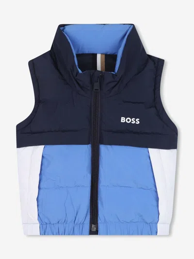 Hugo Boss Kids' Boss Baby Boys Down Colourblock Gilet In Blue