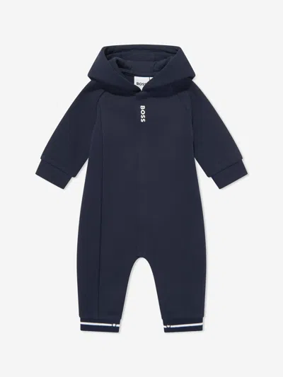 Hugo Boss Boss Baby Boys Hooded All In One In Blue