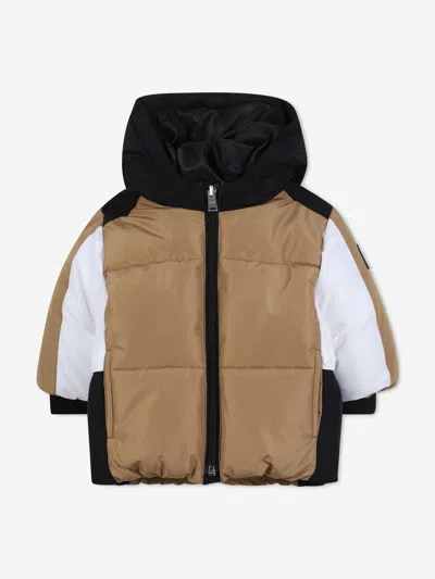 Hugo Boss Kids' Boss Baby Boys Hooded Puffer Jacket In Brown