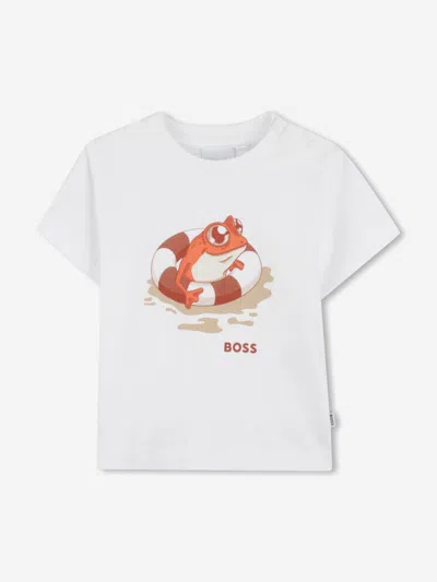 Hugo Boss Boss Baby Boys Illustrated T-shirt In White