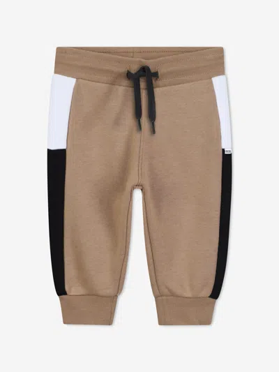 Hugo Boss Boss Baby Boys Logo Joggers In Brown