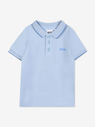 Hugo Boss Kids' Boss Baby Boys Logo Polo Shirt In Blue