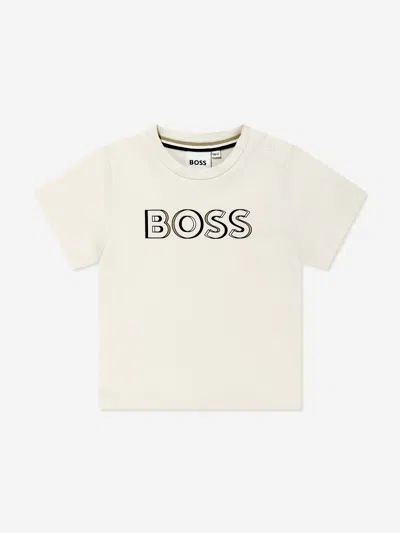 Hugo Boss Boss Baby Boys Logo Print T-shirt In Beige