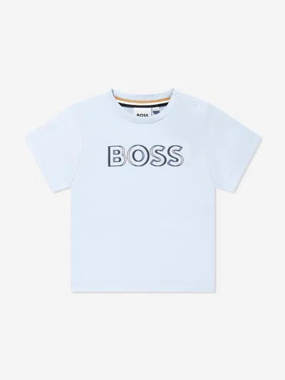 Hugo Boss Boss Baby Boys Logo Print T-shirt In Blue