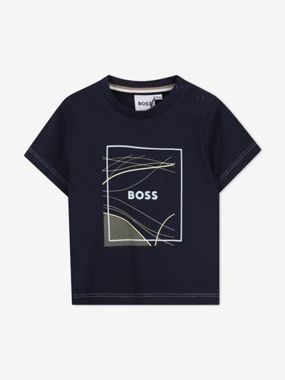 Hugo Boss Boss Baby Boys Logo Print T-shirt In Blue