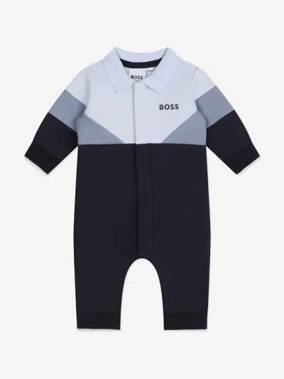 Hugo Boss Kids' Boss Baby Boys Logo Romper In Blue