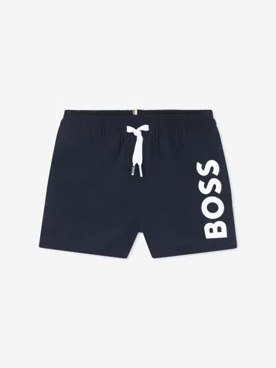 Hugo Boss Kids' Boss Baby Boys Logo Swim Shorts In Blue