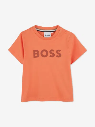 Hugo Boss Boss Baby Boys Logot-shirt In Orange