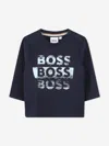 Hugo Boss Boss Baby Boys Long Sleeve Logo T-shirt In Blue