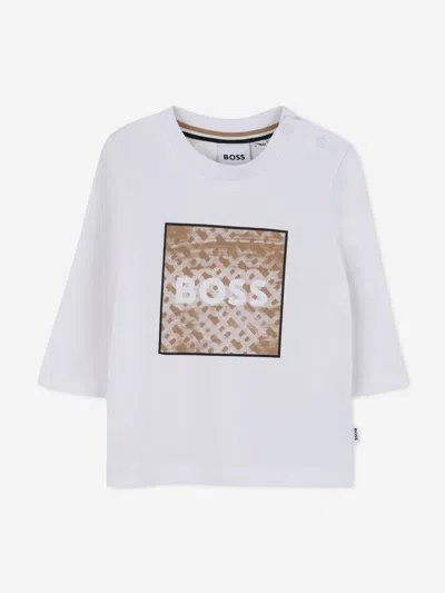 Hugo Boss Boss Baby Boys Long Sleeve Logo T-shirt In White