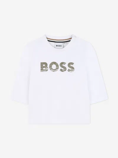 Hugo Boss Boss Baby Boys Long Sleeve Logo T-shirt In White