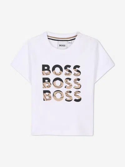 Hugo Boss Boss Baby Boys Multi Logo Print T-shirt In White