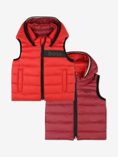 Hugo Boss Kids' Boss Baby Boys Puffer Gilet In Red