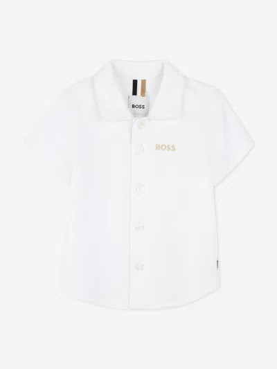 Hugo Boss Kids' Boss Baby Boys Short Sleeve Shirt In White