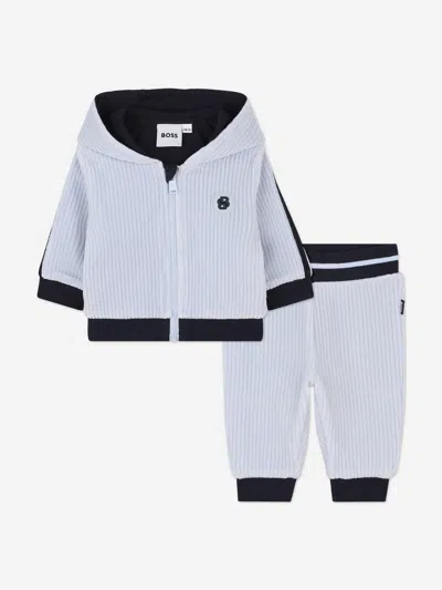 Hugo Boss Boss Baby Boys Striped Monogram Tracksuit In Blue