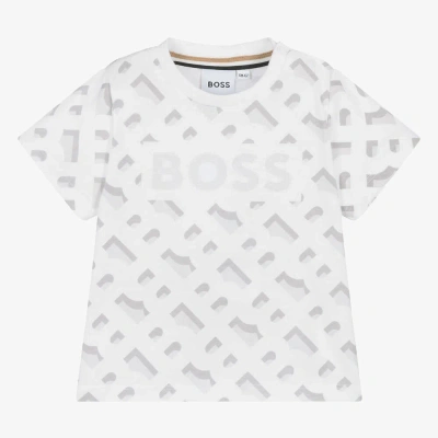 Hugo Boss Boss Baby Boys White Cotton Monogram T-shirt