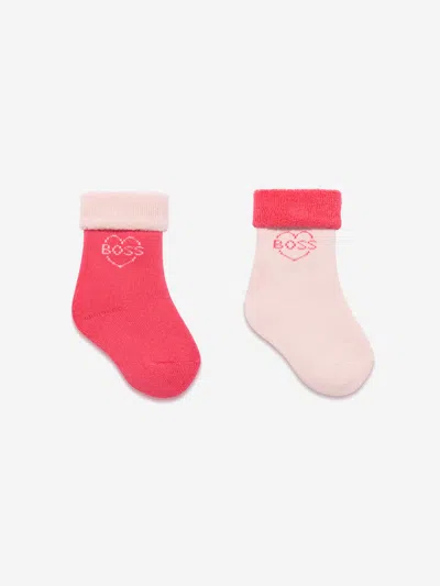 Hugo Boss Boss Baby Girls 2 Pack Socks Set In Pink