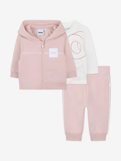 Hugo Boss Boss Baby Girls 3 Piece Tracksuit Set In Pink