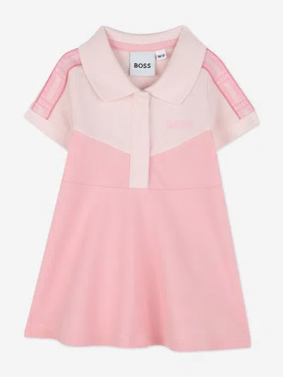 Hugo Boss Boss Baby Girls Logo Polo Dress In Pink