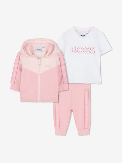 Hugo Boss Boss Baby Girls Tracksuit Set In Pink