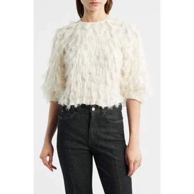 Hugo Boss Boss Baima Feather Jacquard Top In White