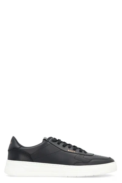 Hugo Boss Boss Baltimore Leather Low-top Sneakers In Black