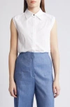 Hugo Boss Bashiva Poplin Sleeveless Blouse In White