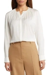 Hugo Boss Boss Banorah Pleat Neck Stretch Silk Blouse