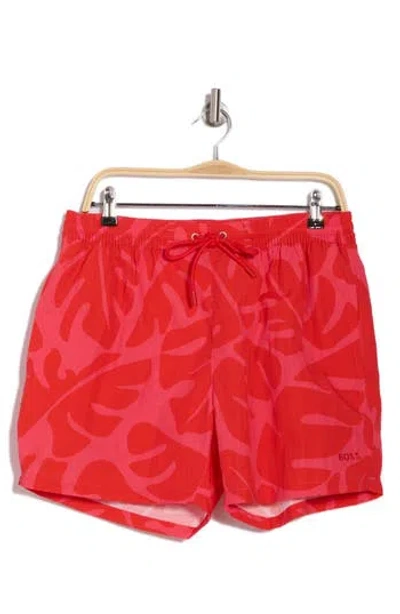 Hugo Boss Boss Bari Swim Trunks In Dark Pink