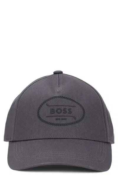 Hugo Boss Boss Baseball Cap With Curved Visor And Center Logo In Gray