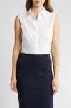 Hugo Boss Bashiva Poplin Sleeveless Blouse In White