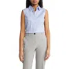 Hugo Boss Boss Bashivah Sleeveless Cotton Blend Blouse In Light/pastel Blue