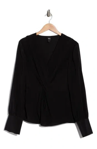 Hugo Boss Boss Bawari Twist Front Cotton Shirt In Black