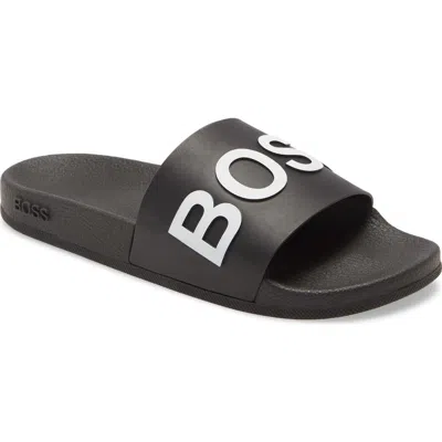 Hugo Boss Boss Bay Slide Sandal In Black