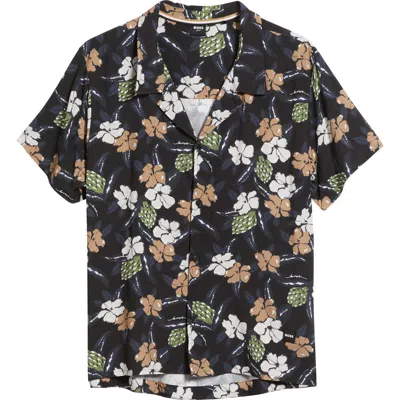 Hugo Boss Boss Beach Camp Shirt In Black