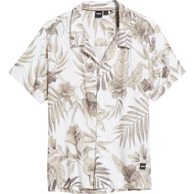 Hugo Boss Boss Beach Camp Shirt In White